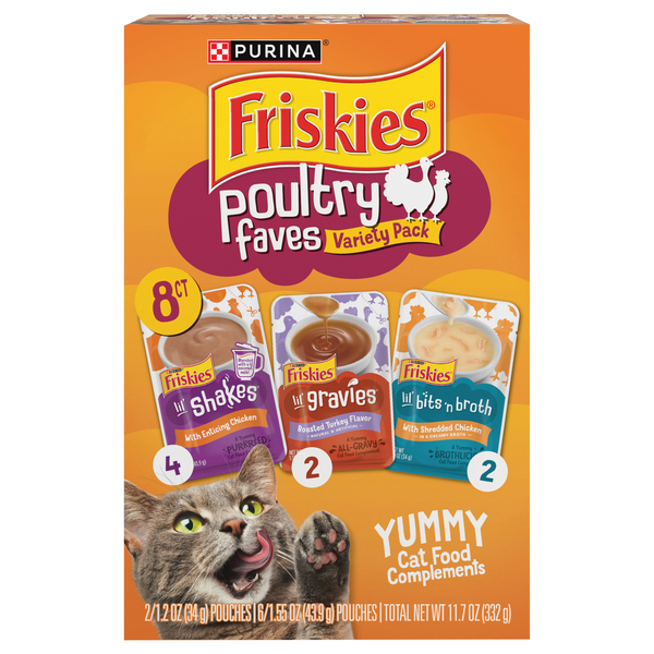 Friskies Poultry Faves Cat Food Complement Variety Pack - 8 ct