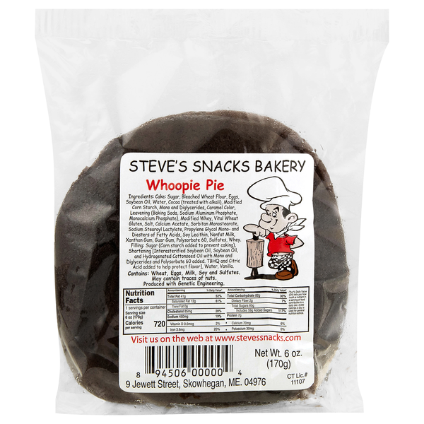 Steve's Snacks Bakery Whoopie Pie