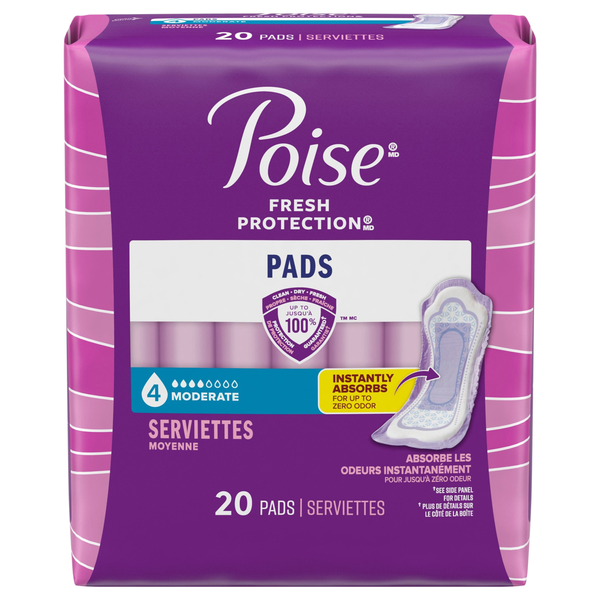 Poise Incontinence Pads Moderate Absorbency Regular Length