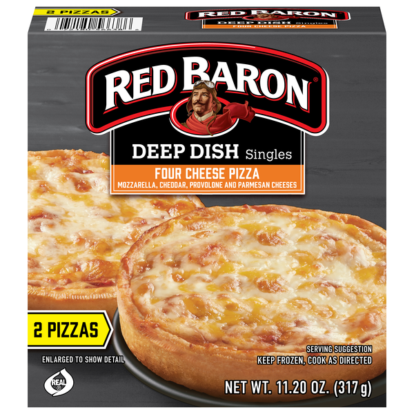 Red Baron Deep Dish Singles Four Cheese Pizza Frozen - 2 ct