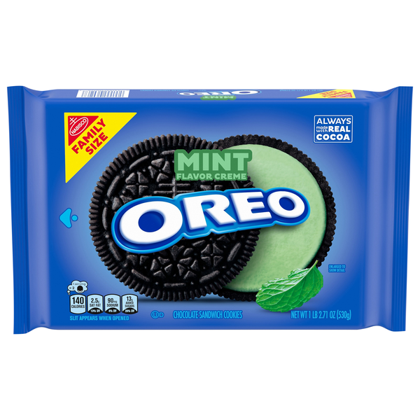 OREO Mint Creme Chocolate Sandwich Cookies Family Size
