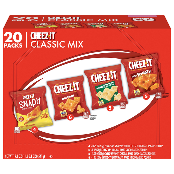 Cheez-It Classic Mix Baked Cheese Crackers Variety Packs - 20 ct