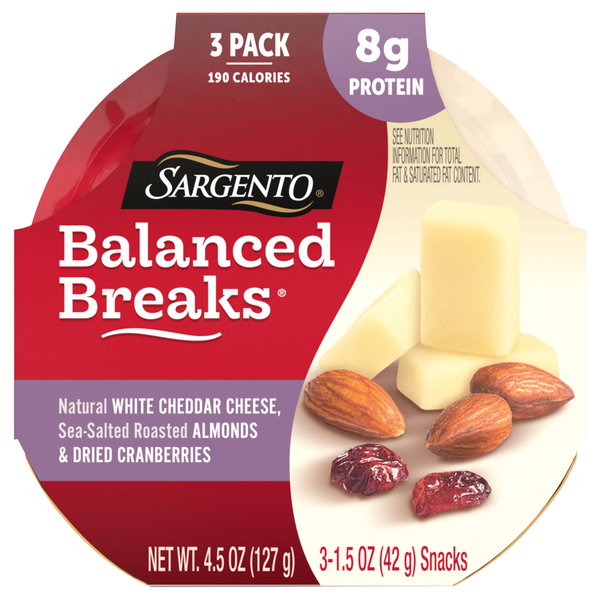 Sargento Balanced Breaks White Cheddar Cheese Almonds & Cranberries 3 ct