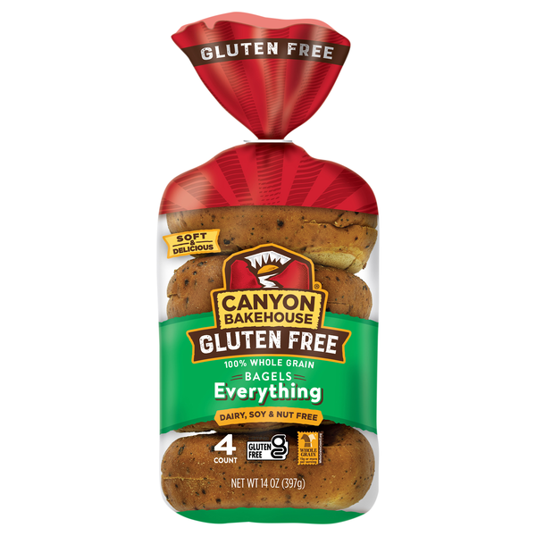 Canyon Bakehouse Gluten Free Everything Bagels - 4 ct Frozen