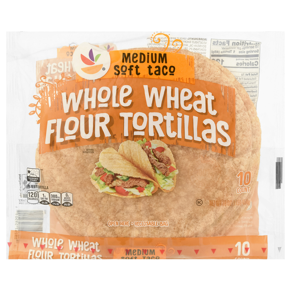 Our Brand Medium Soft Taco Whole Wheat Flour Tortillas - 10 ct