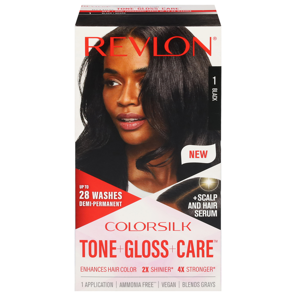 Revlon ColorSilk Tone Gloss Care Demi-Permanent Hair Color Black 1