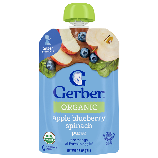 Gerber Organic 2nd Baby Food Apple Blueberry Spinach