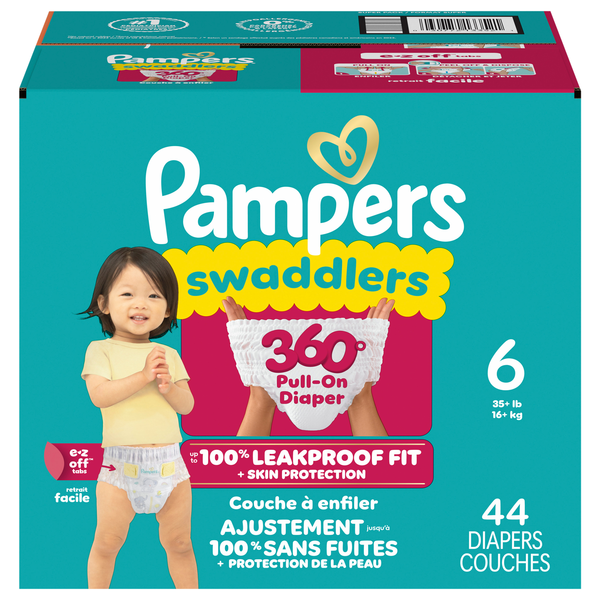 Pampers Swaddlers 360 Size 6 Baby Diapers 35+ lb