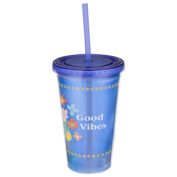 Save on Smart Living Straw Tumbler Good Vibes 16 oz Order Online Delivery Stop & Shop