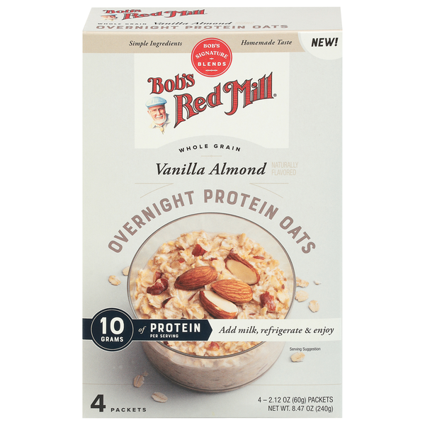 Bob's Red Mill Whole Grain Vanilla Almond Overnight Protein Oats - 4 ct