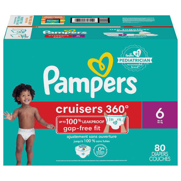 Pampers Cruisers 360 Fit Size 6 Baby Diapers 35+ lb Enormous Pack