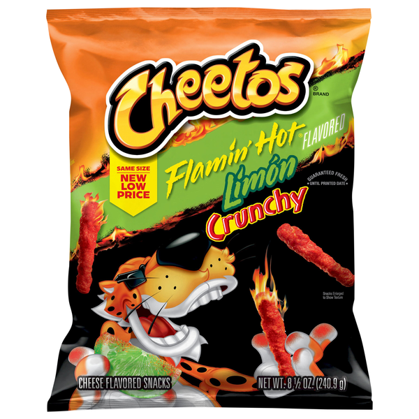 Cheetos Crunchy Cheese Flavored Snacks Flamin Hot Limon