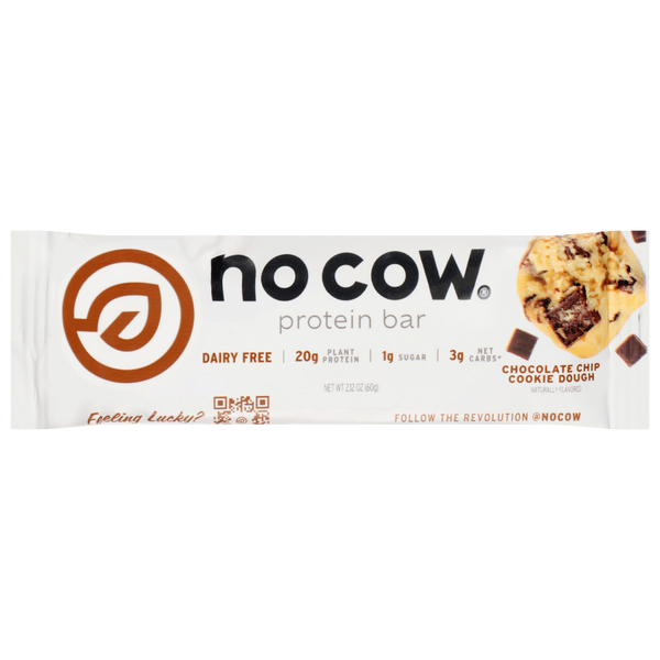 No Cow Dairy Free Chocolate Chip Cookie Dough 21g Plant Protein Bar