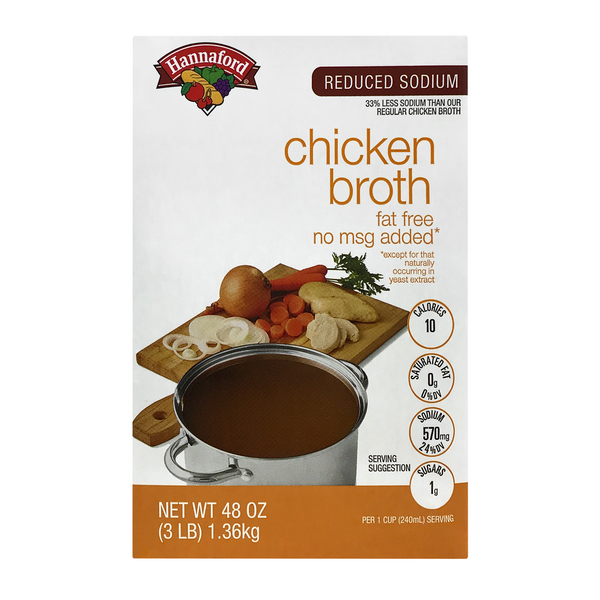 Hannaford Reduced Sodium Fat Free Chicken Broth