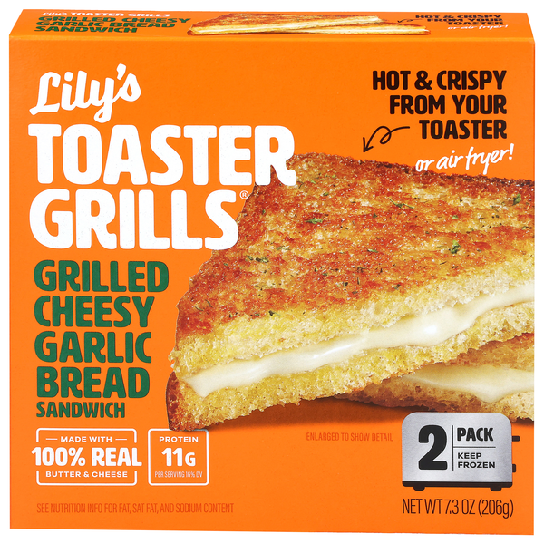 Lily's Toaster Grills Grilled Cheesy Garlic Bread Sandwich - 2 ct Frozen