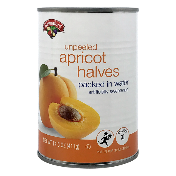 Hannaford Unpeeled Apricot Halves in Artificially Sweetened Water