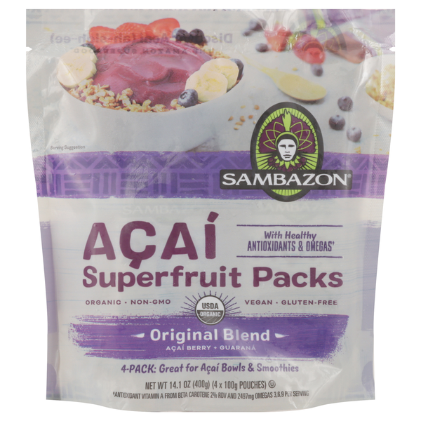 Save on Sambazon Original Acai Superfruit for Smoothies & Bowls 4 ct Frozen Order Online