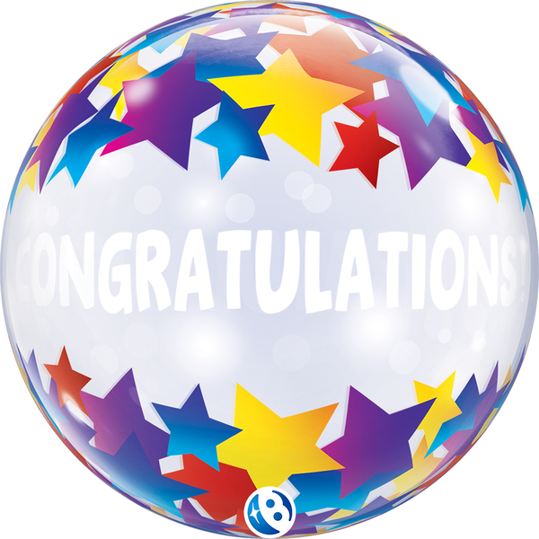 Bubble Congrats 22 Inch Helium-Filled Balloon (Design Varies)