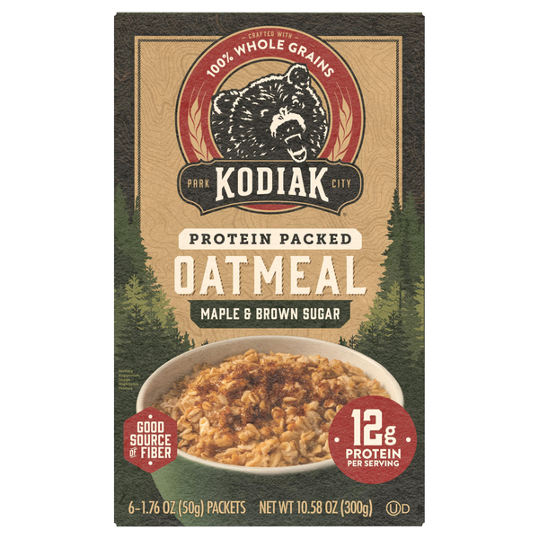 Kodiak Maple & Brown Sugar Protein-Packed Hearty Instant Oatmeal - 6 ct