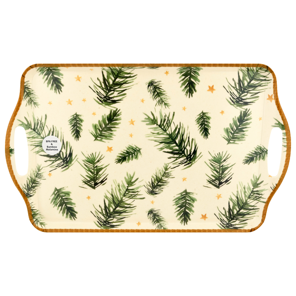 Smart Living Bamboo Holiday Serving Tray Holly