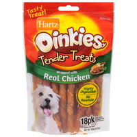 Hartz Oinkies Tender Treats with Chicken Rawhide Free Dog Chews - 18 ct