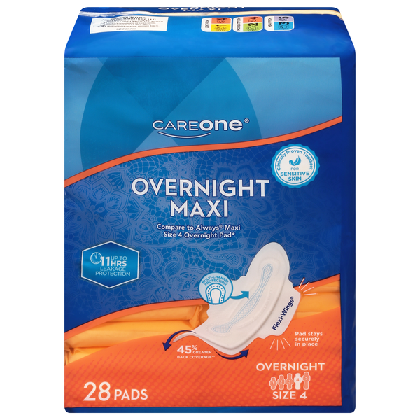 CareOne Overnight Maxi Pads with Wings
