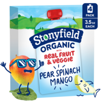 Stonyfield Organic Whole Milk Pear Spinach Mango Yogurt Pouch - 4 ct