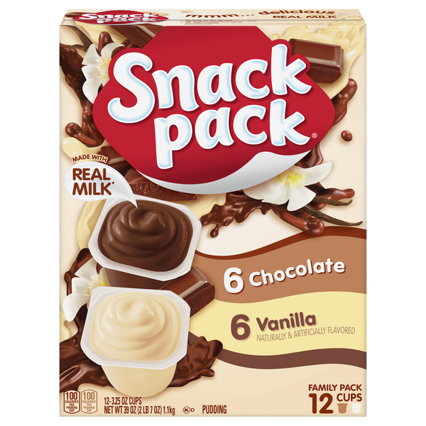 Snack Pack Chocolate & Vanilla Pudding Cups Family Pack - 12 ct