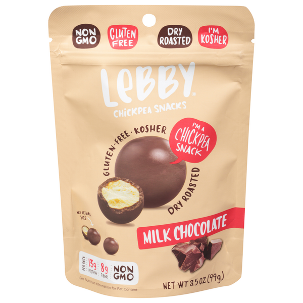 Save on Lebby Chickpea Snacks Milk Chocolate Gluten Free Order