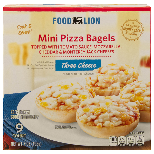 Food Lion Three Cheese Mini Pizza Bagels - 9 ct Frozen