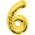 Shape Number 6 Gold Helium-Filled Balloon