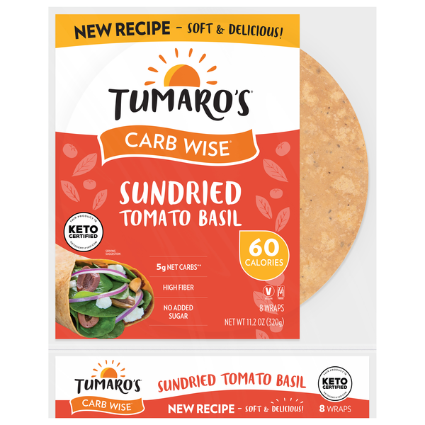 Tumaro's Carb Wise Sun-Dried Tomato Basil Wraps - 8 ct