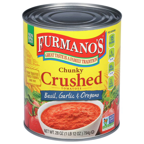 Furmano's Basil Garlic & Oregano Chunky Crushed Tomatoes