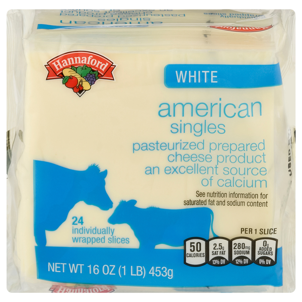 Hannaford Singles White American Cheese Slices - 24 ct