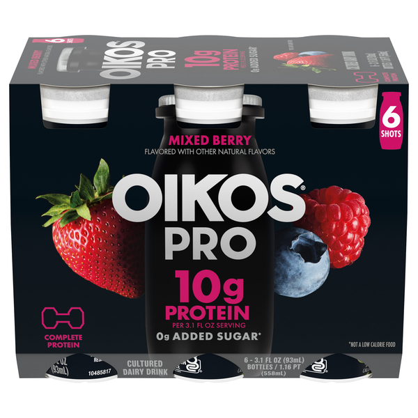 Oikos PRO 10g Protein Mixed Berry Cultured Dairy Drink - 6 pk