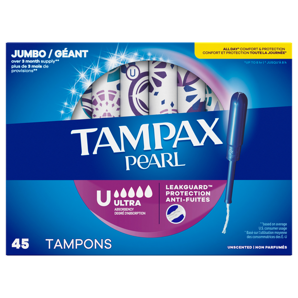 Tampax Pearl Unscented Jumbo Ultra Tampons