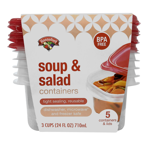 Hannaford Soup & Salad Container & Lids 3 Cups