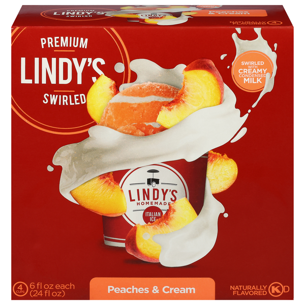 Lindy's Swirled Peaches & Cream Italian Ice - 4 ct