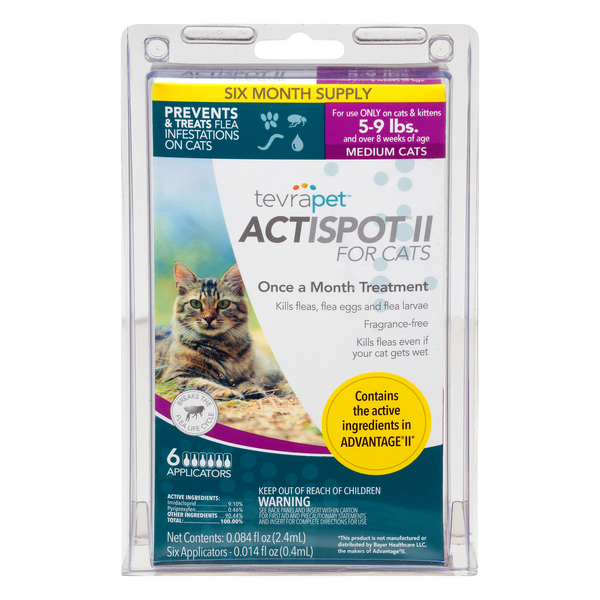 TevraPet ActiSpot II For Cats Flea & Tick Medium 5-9 Lbs