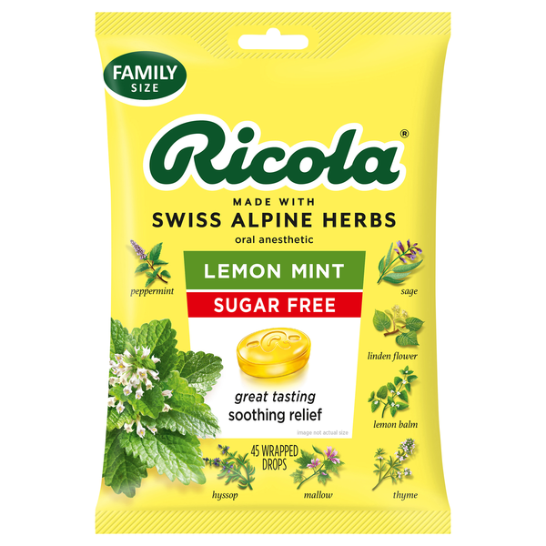 Ricola Lemon Mint Sugar Free Cough Drops
