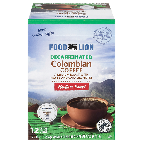 Save on Food Lion Colombian Medium Roast Coffee Decaffeinated Single