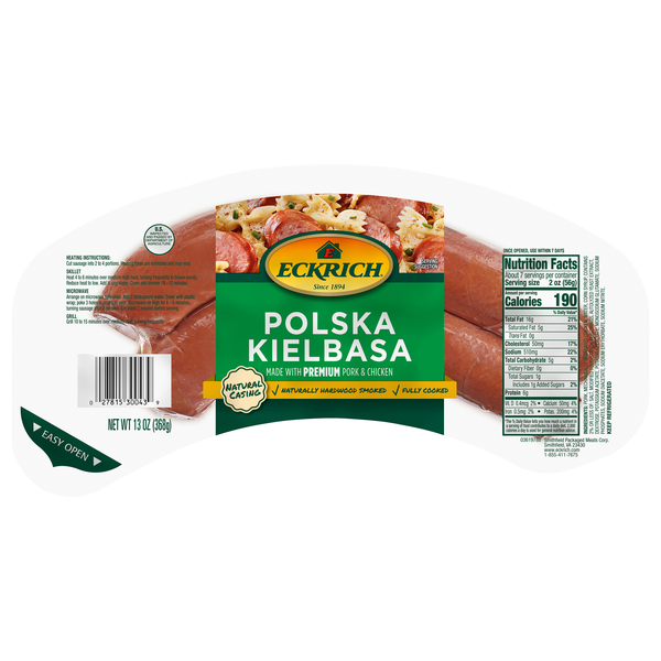 Eckrich Natural Casing Polska Kielbasa Sausage - 2 ct
