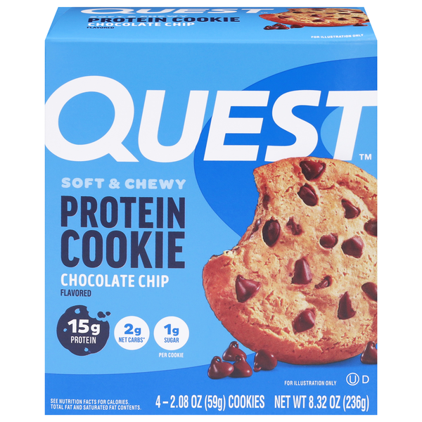 Quest Keto Friendly Chocolate Chip 15g Protein Soft & Chewy Cookie - 4 ct