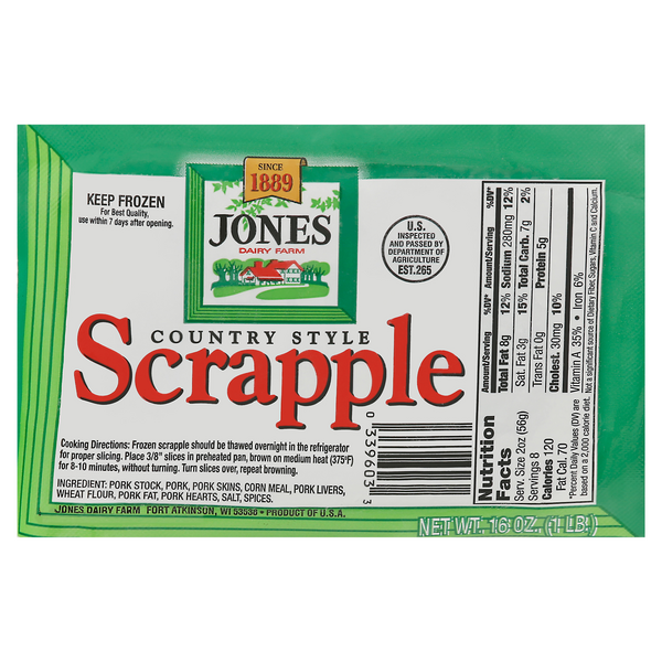 Jones Dairy Farm Scrapple Country Style Frozen