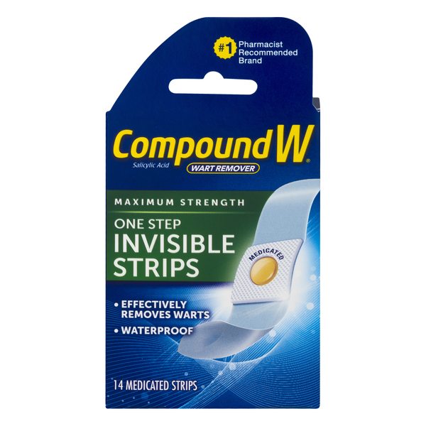 Compound W Wart Remover One-Step Invisible Strips Maximum Strength