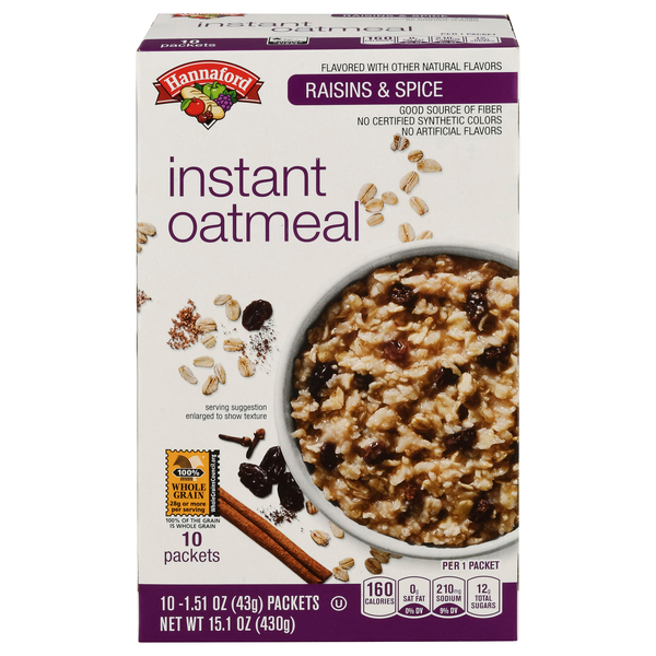Hannaford Raisins & Spice Instant Oatmeal - 10 ct