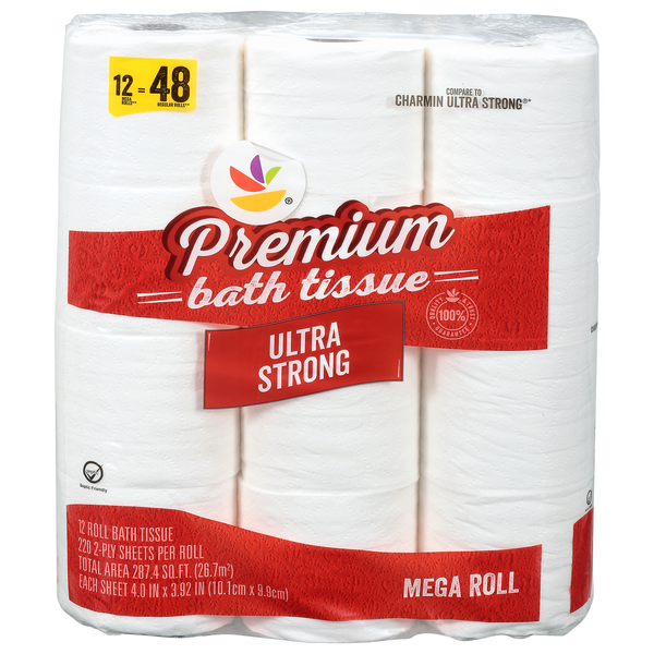 Stop & Shop Premium Ultra Strong Mega Roll 2-Ply Toilet Paper - 12 ct