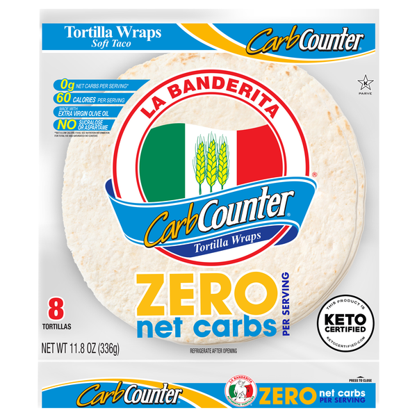 La Banderita Carb Counter Soft Taco Tortilla Wraps - 8 ct