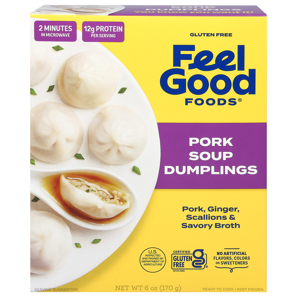 Feel Good Foods Gluten Free 12g Protein Pork Soup Dumplings Frozen