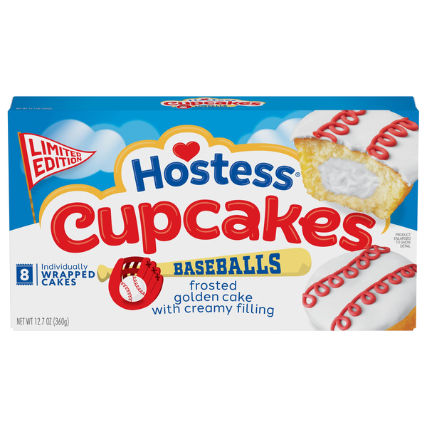Hostess Limited Edition Baseball Yellow Cupcakes - 8 ct